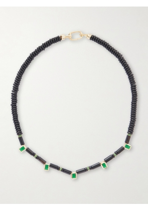 Martha Calvo - Noir Gold-tone Crystal Beaded Necklace - Black - One size