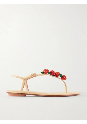 Aquazzura - Fragolina Sugar Flat Sandals - Neutrals - IT36,IT36.5,IT37,IT37.5,IT38,IT38.5,IT39,IT39.5,IT40,IT40.5,IT41,IT41.5,IT42