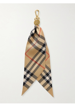 Burberry - Gold-tone Checked Silk Charm - Neutrals - One size