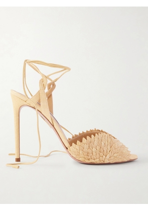 Aquazzura - Rio Flirt 105 Mm Raffia Sandals - Neutrals - IT36,IT36.5,IT37,IT37.5,IT38,IT38.5,IT39,IT39.5,IT40,IT40.5,IT41,IT41.5,IT42
