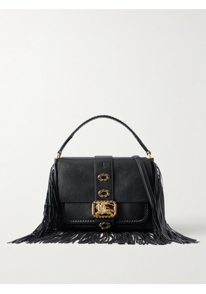 Burberry - Rider Fringed Leather Shoulder Bag - Black - One size