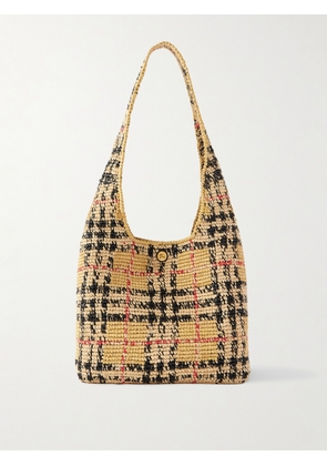 Burberry - Margate Checked Raffia Shoulder Bag - Neutrals - One size