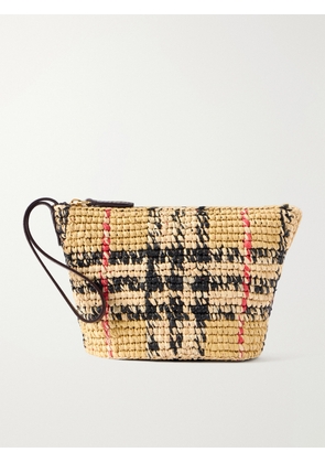 Burberry - Margate Leather-trimmed Woven Raffia Clutch Bag - Neutrals - One size