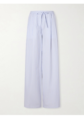 Dolce & Gabbana - Pleated Striped Cotton-poplin Wide-leg Pants - Blue - IT36,IT38,IT40,IT42,IT44,IT46,IT48