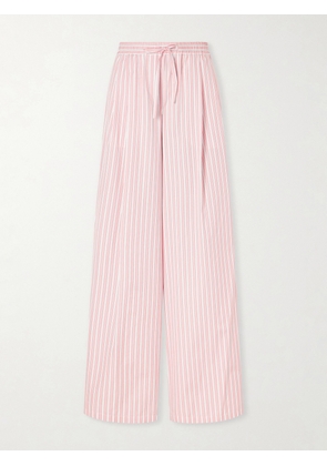 Dolce & Gabbana - Pleated Striped Cotton-poplin Wide-leg Pants - Pink - IT36,IT38,IT40,IT42,IT44,IT46,IT48