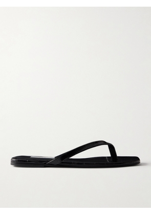 TOTEME - Croc-effect Leather Flip Flops - Black - IT35,IT36,IT37,IT38,IT39,IT40,IT41,IT42