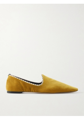 TOTEME - Leather-trimmed Velvet Slippers - Yellow - IT35,IT36,IT37,IT38,IT39,IT40,IT41,IT42