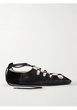 Alaïa - Suede-trimmed Leather Ballet Flats - Black - IT35,IT36,IT37,IT38,IT39,IT40,IT41