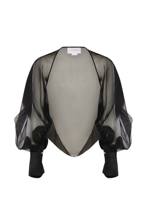 Genny silk cropped blouse - Black