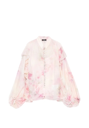 Cenere GB floral-print ruffled blouse - Pink