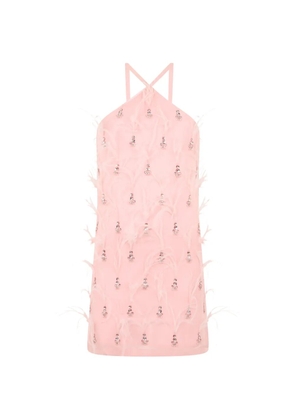 DES PHEMMES feather-detail embellished mini dress - Pink