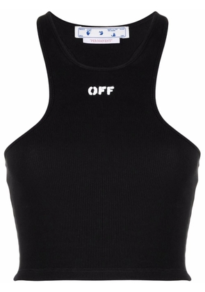 Off-White Off-Stamp ribbed crop top - Black