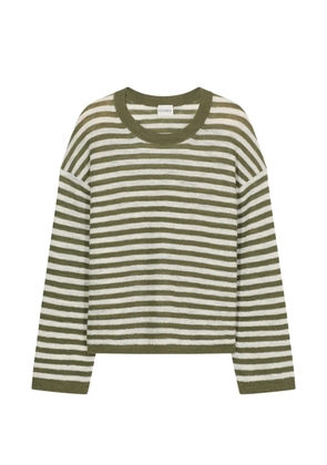 Closed striped crew-neck sweater - Green