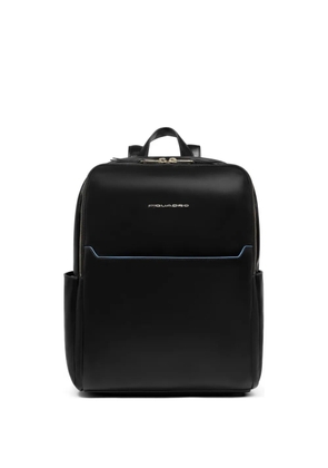 PIQUADRO logo-plaque leather backpack - Black