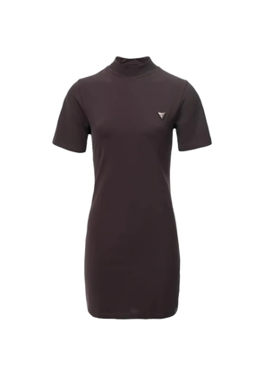 GUESS USA Sonia high-neck logo-plaque mini dress - Brown