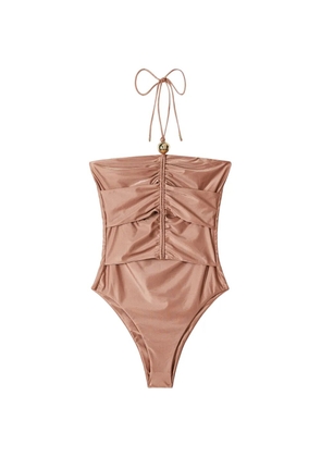 Patrizia Pepe ruched swimsuit - Neutrals