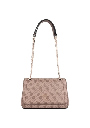 GUESS USA logo-pattern foldover shoulder bag - Neutrals