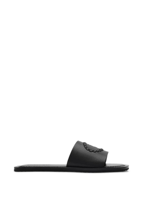 Burberry leather Knight stamp slides - Black
