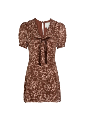 Reformation polka-dot ruffled mini dress - Brown