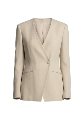 Emporio Armani textured collarless blazer - Neutrals