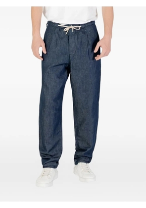 Replay drawstring-fastening pleated cotton trousers - Blue