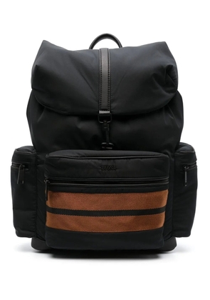 Zegna stripe-trim backpack - Black