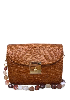 SERPUI Sasha bead-embellished clutch bag - Brown