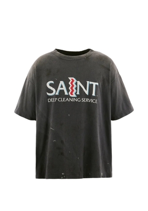 SAINT MXXXXXX graphic-print distressed T-shirt - Black