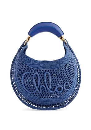 Chloé woven logo-lettering shoulder bag - Blue