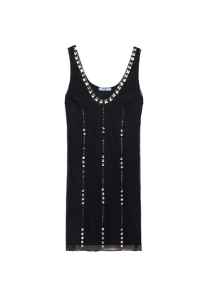 Prada embroidered tulle mini-dress - Black