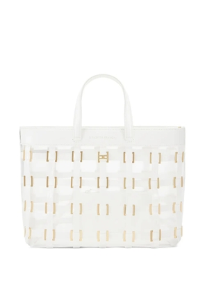 Elisabetta Franchi ring-details mesh tote bag - White