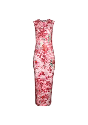 Mary Katrantzou Dionne floral-print gingham midi dress - Pink