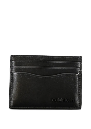 Calvin Klein embossed-logo leather card holder - Black