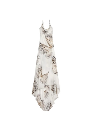 Blumarine butterfly-print asymmetric dress - White