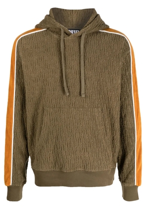 Diesel embossed logo-print contrast-panel hoodie - Brown