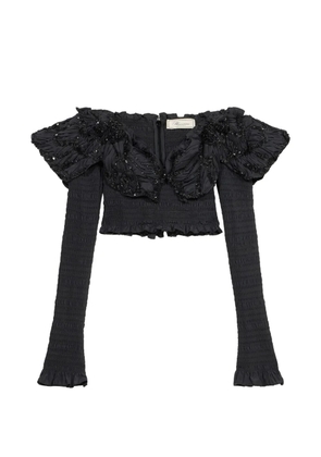 Blumarine ruffled embellished blouse - Black