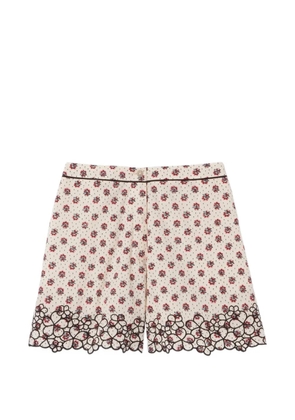 Claudie Pierlot floral-print embroidered shorts - Neutrals