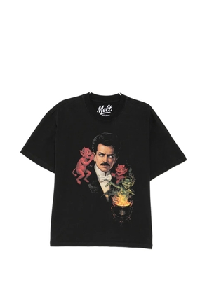 Melt graphic-print round neck T-shirt - Black