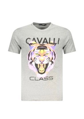Cavalli Class tiger-print cotton t-shirt - Grey