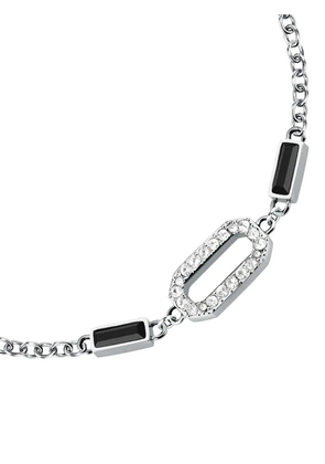 Karl Lagerfeld oval crystal-detail chain bracelet - Silver