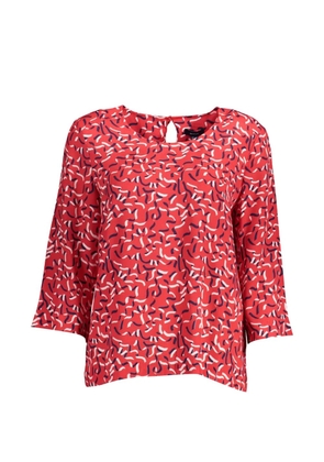 Gant abstract-print three-quarter sleeve blouse - Red