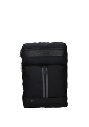 PIQUADRO leather-trimmed panelled backpack - Black