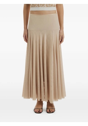 Crush Collection tulle pleated long skirt - Neutrals