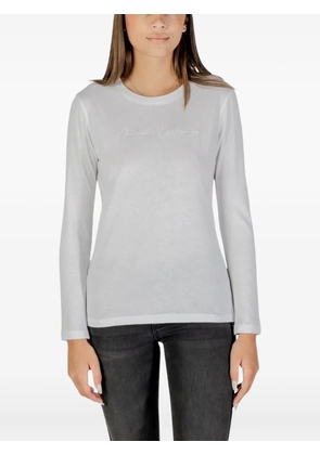 Armani Exchange logo-embroidered long-sleeve T-shirt - Grey