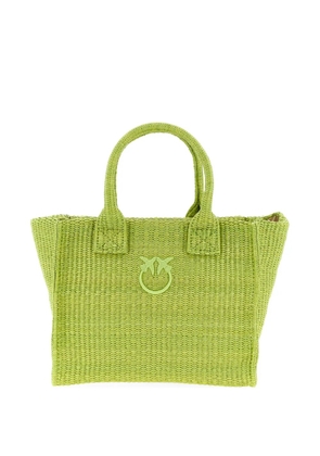 PINKO Love Birds diamond woven tote bag - Green