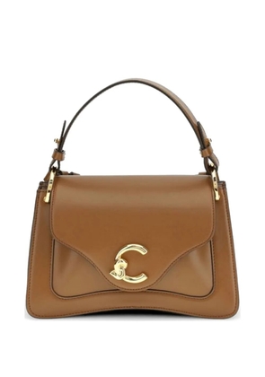 Coccinelle small C-Me logo-plaque leather tote bag - Brown