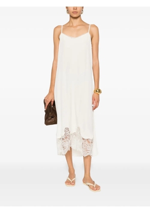 Fabiana Filippi lace-trim midi dress - Neutrals