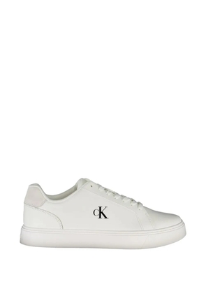 Calvin Klein logo-print leather sneakers - White