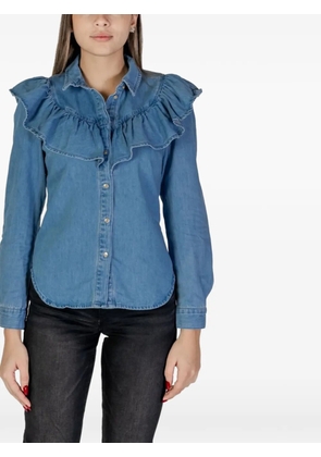 ONLY ruffle-trim shirt - Blue