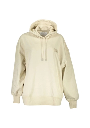 Calvin Klein logo-patch relaxed-fit hoodie - Neutrals